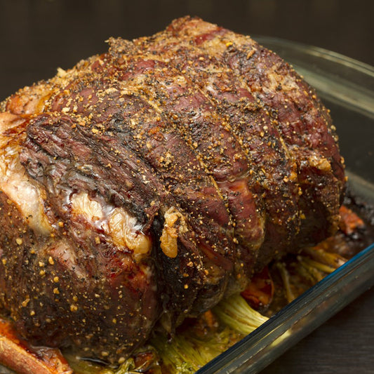 Mustard-Crusted Prime Rib Roast Au Poivre