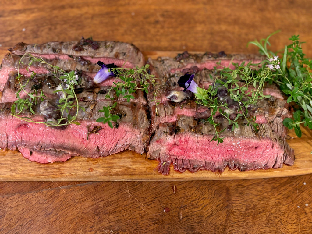 PROVENÇAL GRILLED SKIRT STEAK with ANCHOVY-OLIVE BUTTER