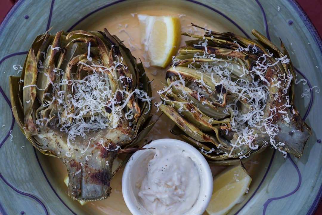 Tuscan Grilled Artichokes with Lemon Garlic Aioli